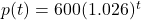 p(t) = 600(1.026)^t