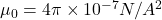 \mu_0=4\pi\times10^{-7}N/A^2