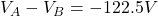 V_A-V_B=-122.5V