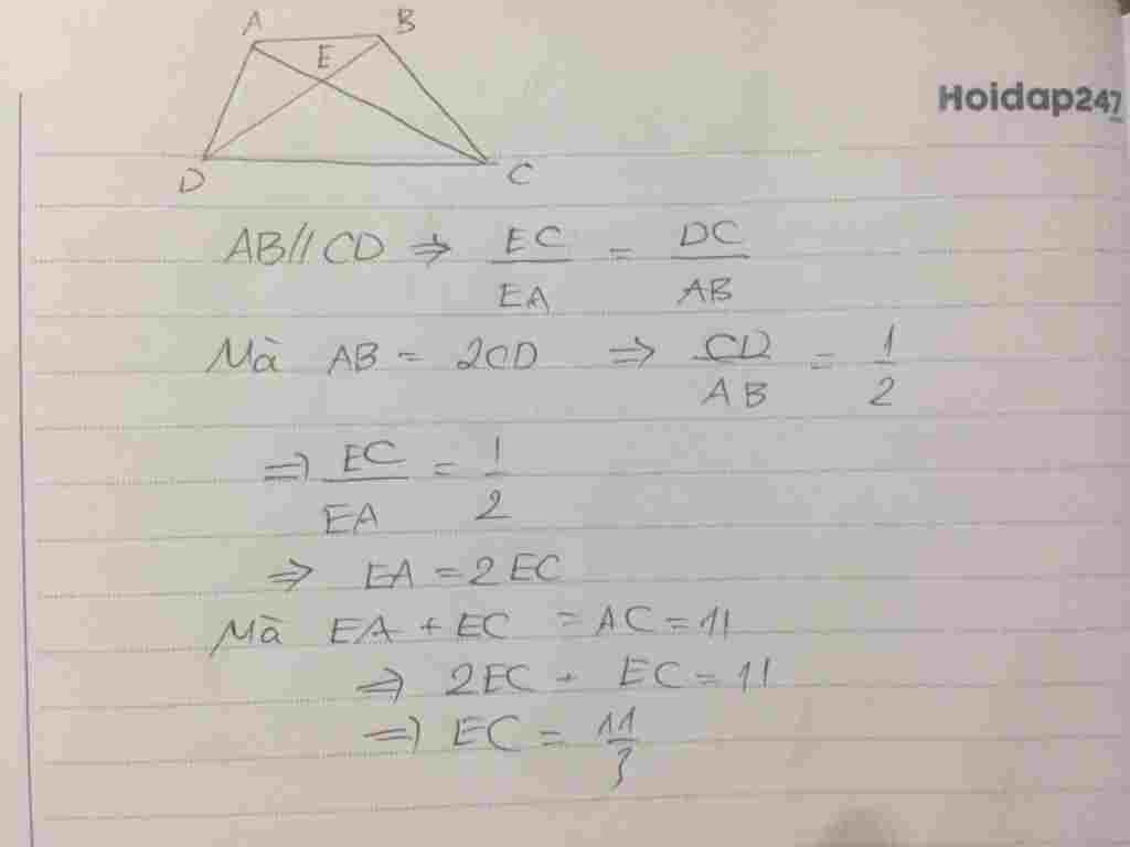 cho-abcd-la-hinh-thang-voi-day-ab-gap-doi-day-cd-goi-e-la-giao-diem-2-duong-cheo-biet-do-dai-ac