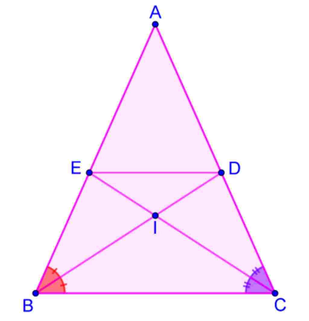 cho-tam-giac-abc-can-tai-a-co-ab-ac-6cm-bc-4cm-cac-duong-phan-giac-bd-va-ce-cat-nhau-tai-i-e-thu