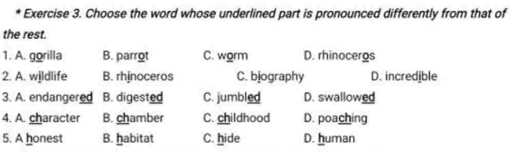 choose-the-word-whose-underlined-part-is-pronounced-differently-from-that-of-the-rest