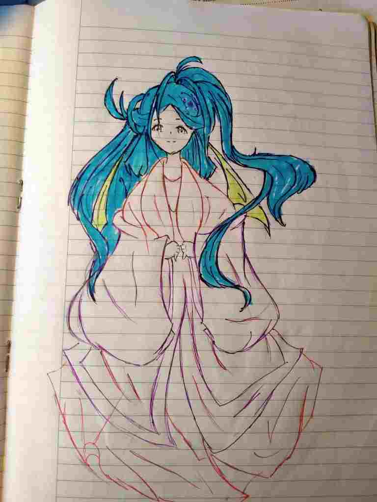ve-tranh-anime-ngau-cute-no-chep-mang-nha